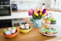 Easter eggs in beautiful kitchen