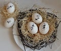 Easter eggs with birds decor