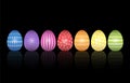 Easter Eggs Black Background Pattern Design Royalty Free Stock Photo