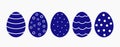 Easter eggs blue collection. Decorated Easter eggs illustration