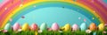 Easter eggs within a bold rainbow striped frame , spring, colorful, pattern Royalty Free Stock Photo