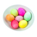 Easter eggs in a bowl on white background Royalty Free Stock Photo