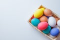 Easter eggs in box. happy easter Royalty Free Stock Photo