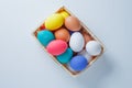 Easter eggs in box. happy easter. horizontal shot Royalty Free Stock Photo