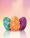 Easter eggs on the bright background.