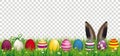 Easter Eggs Bunny Ears Grass Transparent Header Royalty Free Stock Photo