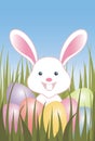 Easter eggs and bunny in grass