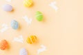 Easter eggs bunny and rabbit white paper cut Royalty Free Stock Photo