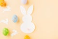 Easter eggs bunny and rabbit white paper cutting Royalty Free Stock Photo