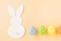 Easter eggs bunny and rabbit white paper cutting Royalty Free Stock Photo