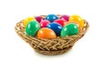 Easter eggs in busket on green gras isolated food