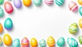 Happy easter eggs card frame with copy space on white Royalty Free Stock Photo