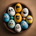 easter eggs with cartoon faces - generated by ai