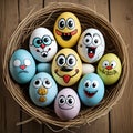 easter eggs with cartoon faces - generated by ai