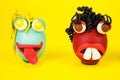 Easter Eggs Cartoonish Characters With Plasticine Eyes, Mouth and Hair Having an Expressive Faces Royalty Free Stock Photo