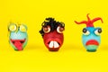 Easter Eggs Cartoonish Characters With Plasticine Eyes, Mouth and Hair Having an Expressive Faces Royalty Free Stock Photo