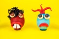 Easter Eggs Cartoonish Characters With Plasticine Eyes, Mouth and Hair Having an Expressive Faces Royalty Free Stock Photo