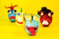 Easter Eggs Cartoonish Characters With Plasticine Eyes, Mouth and Hair Having an Expressive Faces Royalty Free Stock Photo