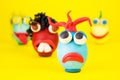 Easter Eggs Cartoonish Characters With Plasticine Eyes, Mouth and Hair Having an Expressive Faces Royalty Free Stock Photo