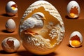 Easter eggs with carving bird