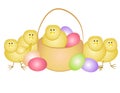Easter Eggs and Chicks With Basket
