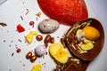 Easter eggs with chocolate with a surprise inside