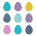 Easter eggs collection. Easter eggs with different hand drawn ornaments Royalty Free Stock Photo