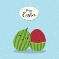 Easter Eggs Collection. Fruit decorated for Easter day. Watermelon Painted Easter Eggs Vector illustration