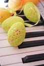 Easter eggs colored decoration festivity piano instrument music