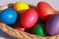 Easter eggs colors in basket