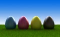 Easter eggs coloured in cmyk Royalty Free Stock Photo