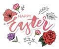 Vector EPS10 hand written lettering illustration for happy easter banner, poster, sale invitation template with colorful