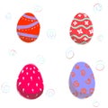 Easter eggs composition hand drawn digital art. Set of Easter egg with different texture on a white background.Spring holiday