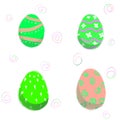 Easter eggs green composition hand drawn digital art Set of Easter egg with different texture on a white background.Spring holiday