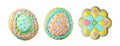 Easter Eggs Cookies with Royal Icing Isolated, Biscuit Color Eggs for Easter Design, Generative AI Illustration