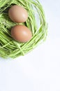 2 Easter eggs in corner Royalty Free Stock Photo