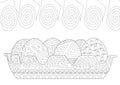 Easter Eggs Couch in Zentangle Line Drawing Coloring Page