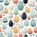 Easter eggs create a seamless pattern, a burst of vibrant colors and whimsical designs Royalty Free Stock Photo