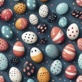 Easter eggs create a seamless pattern, a burst of vibrant colors and whimsical designs Royalty Free Stock Photo