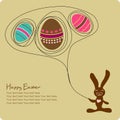 Easter eggs with cute cartoon bunny