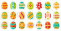 Easter eggs. Cute spring decorative chocolate eggs, happy easter doodle ornamental symbols. Easter holiday traditional