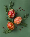 Easter eggs decorated with wax resist technique Royalty Free Stock Photo