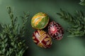 Easter eggs decorated with wax resist technique Royalty Free Stock Photo