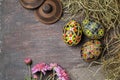 Easter eggs decorated with wax resist technique Royalty Free Stock Photo