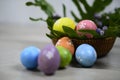 Easter eggs decoration on Easter day. With Copy paste for your text or design. Background of colorful Eastereggs decoration.