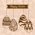 Easter eggs decoration hanging and ribbon Royalty Free Stock Photo