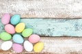 Easter eggs decoration rustic wooden background Royalty Free Stock Photo