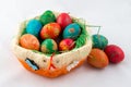 Easter eggs in decorative basket