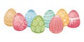 Easter eggs with decorative patterns. Horizontal row of Easter eggs Royalty Free Stock Photo