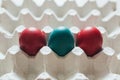 Easter eggs of different colors in tray Royalty Free Stock Photo